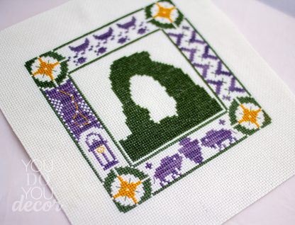Cross Stitch Sampler Adventure Border (with Bison/Buffalo, NPS Arrowhead, Canoe, Big Dipper, Tents) - Image 5