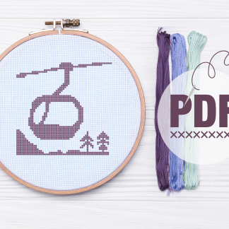 Gondola, Skiing Cross Stitch Pattern
