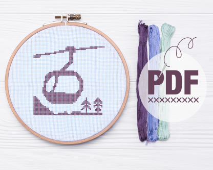 Gondola, Skiing Cross Stitch Pattern