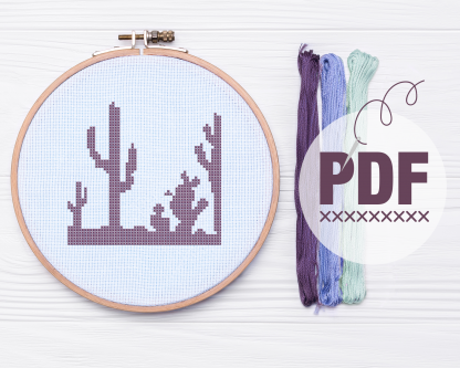 Saguaro Desert Cross Stitch Pattern