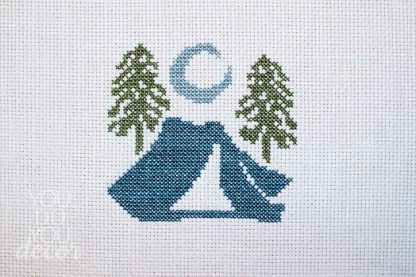 Tent  / Camping Monochrome Cross Stitch Pattern - Image 6