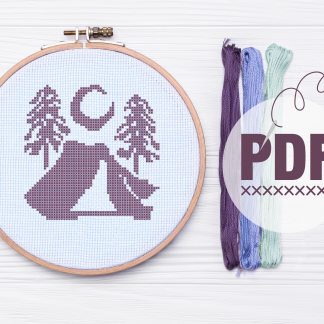 Tent  / Camping Monochrome Cross Stitch Pattern