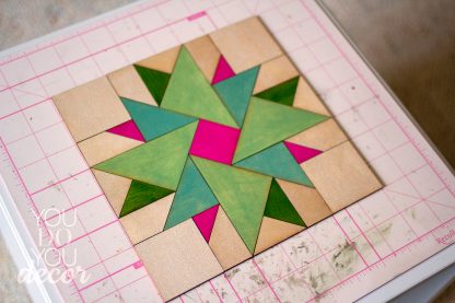DIY Wood Quilt Decor Double Aster Pattern Farm House Style - Image 2